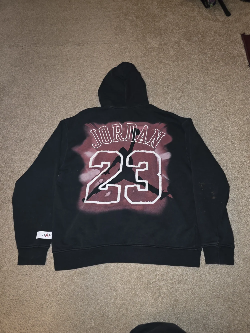 Nike Air Jordan 23 Olympics 84 Brooklyn Pullover Hoodie Black Red Mens L